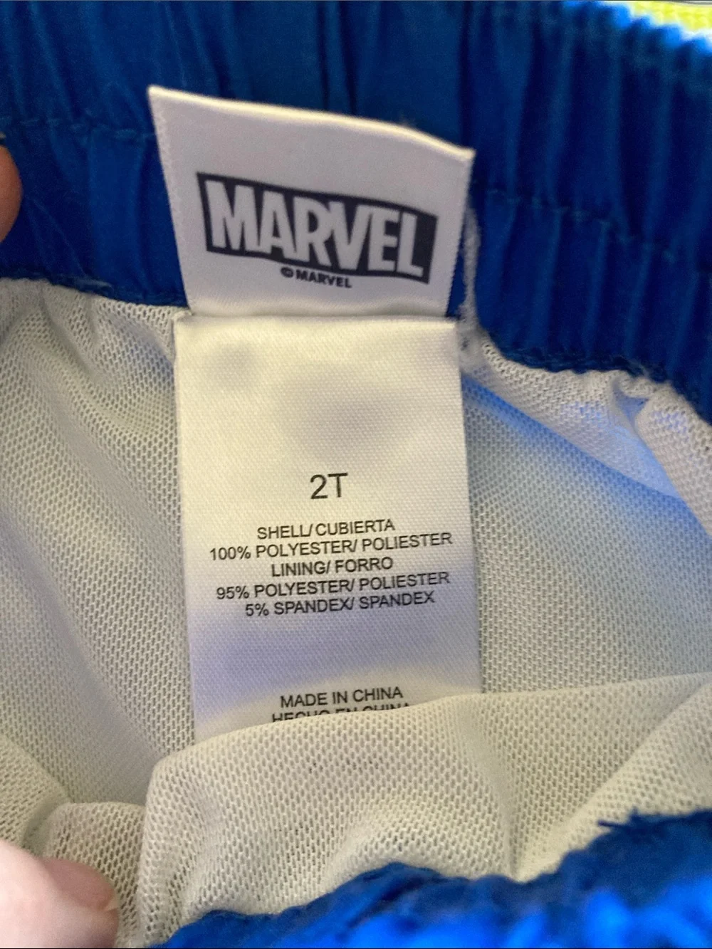 Boys Marvel Spider-Man blue swim shorts size 2T